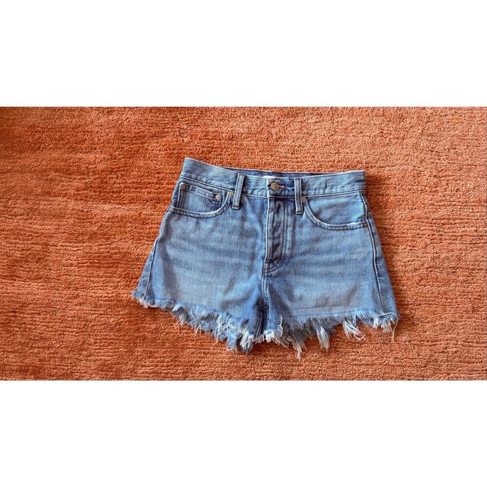 Madewell Denim Shorts Size 23 High Rise Frayed Hem Blue